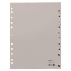 Przekładki Pp A4 Szare, Nadr. Indeks, 1-12, 1 0 Części Szary 651210 Durable