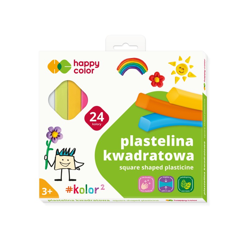 Plastelina Szkolna Kwadratowa, 24 Kolory, Happy Color Ha 2114 K24