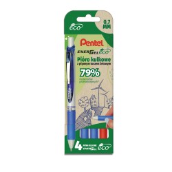 Pióro Kulkowe Energel Eco (Kpl. 4Szt - Czerwony, 3X Niebieski) Bl77E-St4Bcccpl Pentel