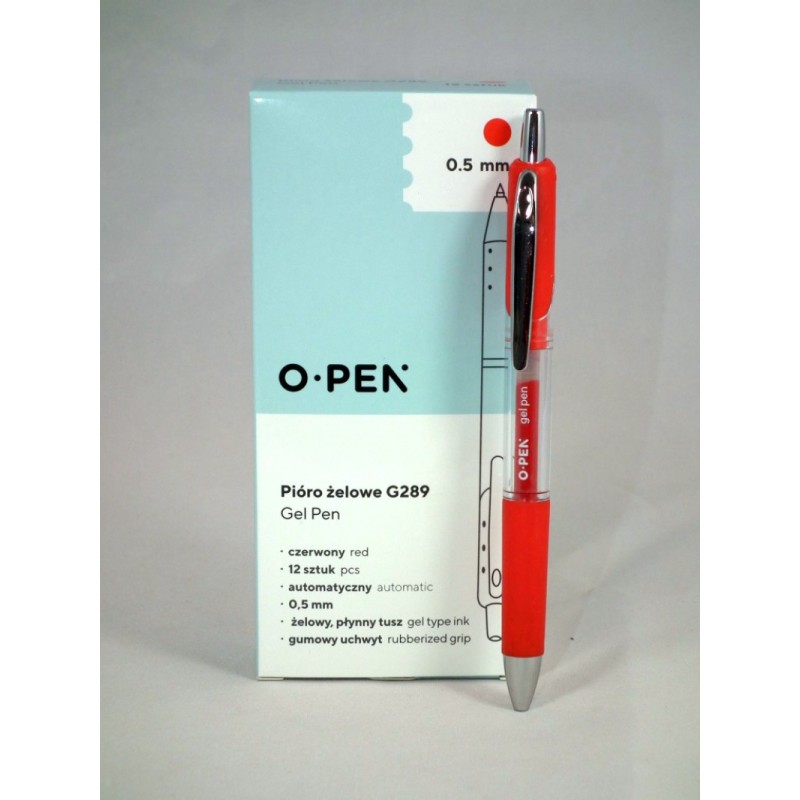 Pióra Żelowe G289 Czerwone 0.5 Automatyczne Ama1289816 Open Długopis Żelowy (X)