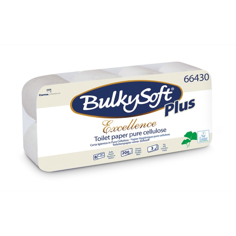 Papier Toaletowy (8Rolek) Biały, Celuloza, 3W, 23M, Excellence, 66430 Bulkysoft