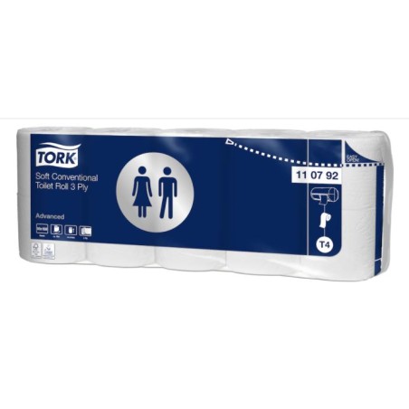 Papier Toaletowy Tork Premium, 3 Warstwy, Kolor Biały, Makulatura, 19,4M, (10 Rolek) System T4 110792