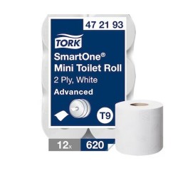 Papier Toaletowy Tork Smart One (12 Rolek) Mini Jumbo, 2 Warstwy, Kolor Biały, Makulatura Z Celulozą, 111M, T9  472193