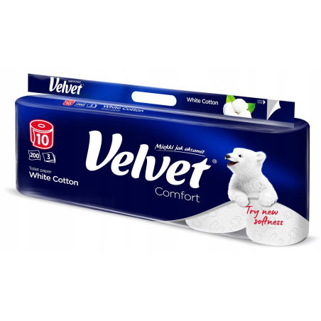 Papier Toaletowy Velvet Comfort White Cotton 3W (10 Rolek) Biały