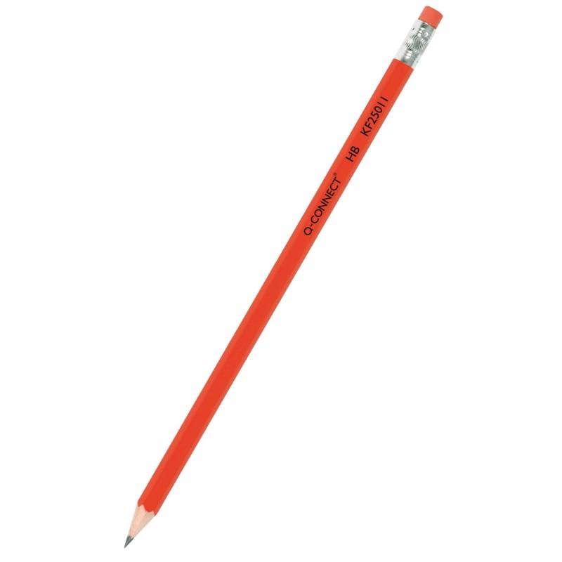 Ołówek Drewniany Z Gumką  Hb, Lakierowany, Czerwony, Typu Q-Connect Kf25011
