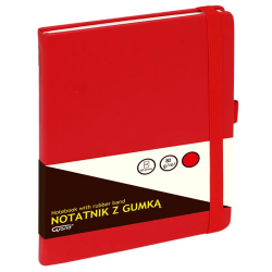 Notatnik Grand Z Gumką A5/80 Kartek, 80G/Kratka, Okładka Czerwona, 150-1382