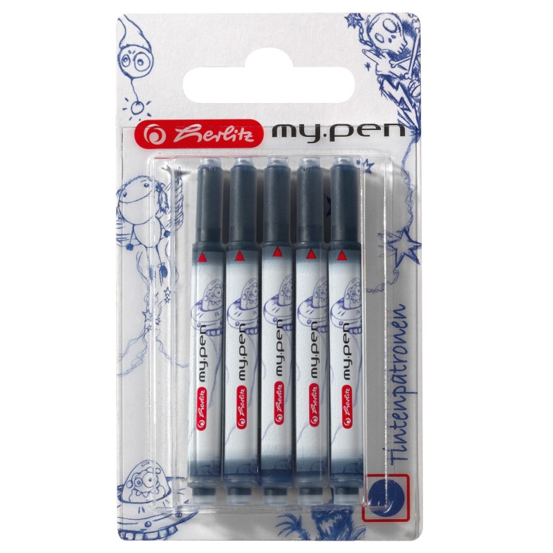 Naboje Do Piór Wiecznych My.pen, Niebieskie, 5 Sztuk 300002944 Herlitz