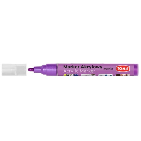 Marker Akrylowy, Fibrowa Końcówka Okrągła 2-5Mm,  Fioletowy Metalic To-402 Toma