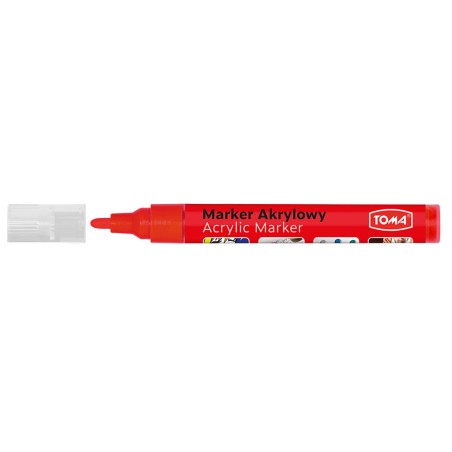 Marker Akrylowy, Fibrowa Końcówka Okrągła 2-5Mm,  Czerwony Metalic To-402 Toma