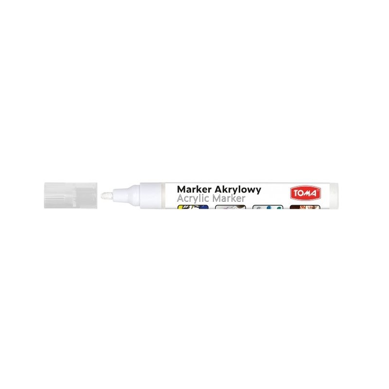 Marker Akrylowy, Fibrowa Końcówka Okrągła 2-5Mm,  Biały To-402 Toma