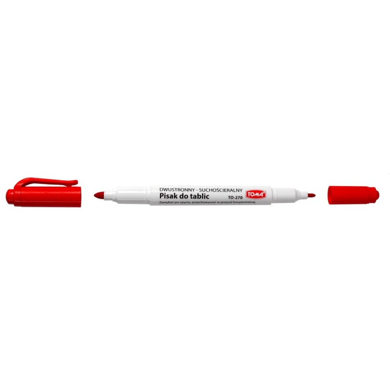 Pisaki 2-Stronne Do Białych Tablic Toma, 2 Końcówki Cienkie 0,5 I 0,8Mm, Czerwony To-270 Toma