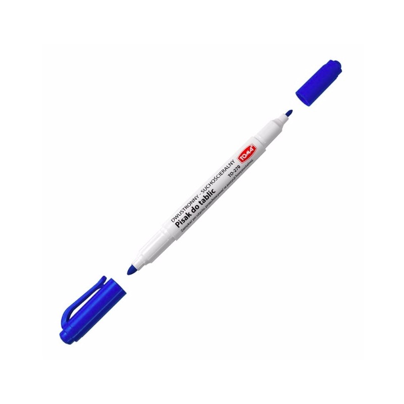 Pisaki 2-Stronne Do Białych Tablic Toma, 2 Końcówki Cienkie 0,5 I 0,8Mm, Niebieski To-270 Toma