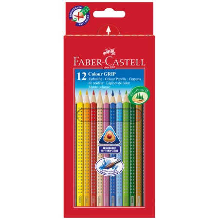 Kredki Trójkątne Akwarelowe 12 Kolorów Grip 2001, Faber Castell 112412
