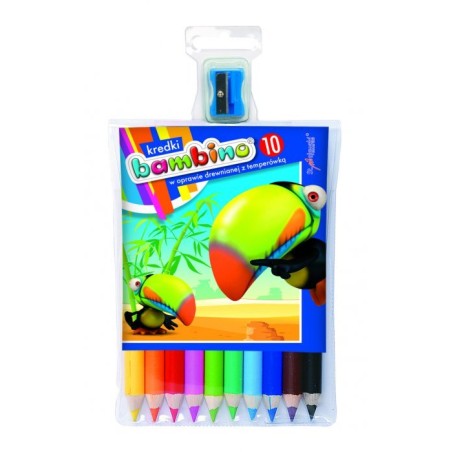 Kredki Bambino 10Kol.w Drewnie 15 Cm + Temperówka