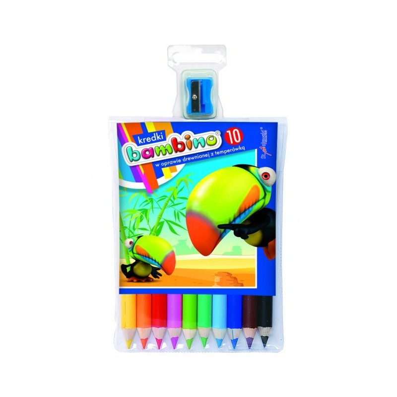 Kredki Bambino 10Kol.w Drewnie 15 Cm + Temperówka