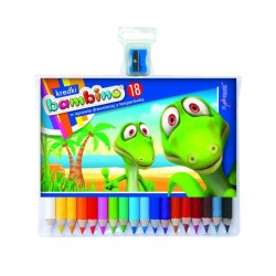 Kredki Bambino 18Kol.w Drewnie 15 Cm + Temperówka  0348