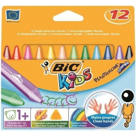 Kredki Świecowe Bic Kids Plastidecor Triangle 12 Kolorów, 8297733