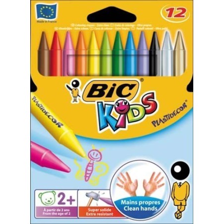 Kredki Świecowe Bic Kids Plastidecor 12 Kolorów, 945764