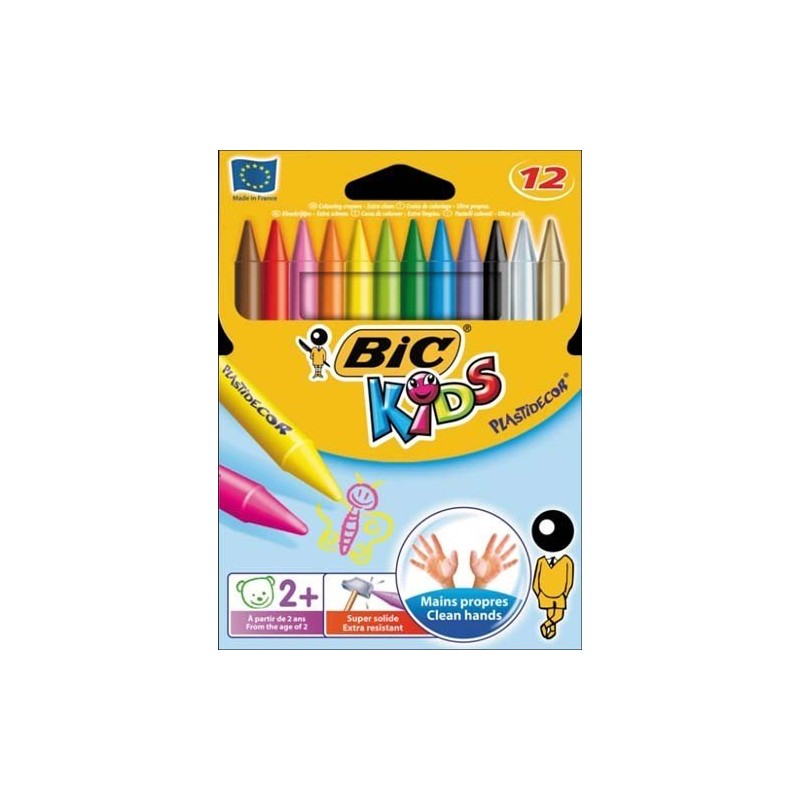 Kredki Świecowe Bic Kids Plastidecor 12 Kolorów, 945764