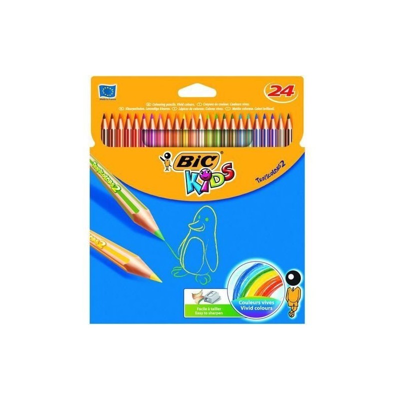 Kredki Ołówkowe Bic Kids Tropicolors 24Kol., 9375182/9375183