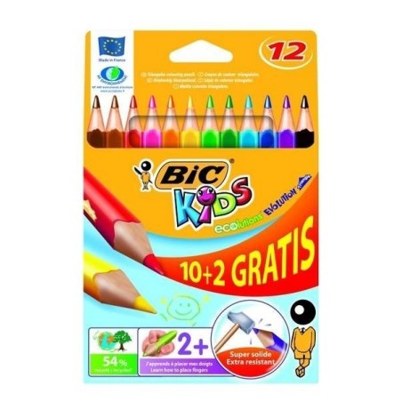 Kredki Ołówkowe Bic Kids Evolution Triangle Ecolutions 10+2Kol, 8871462