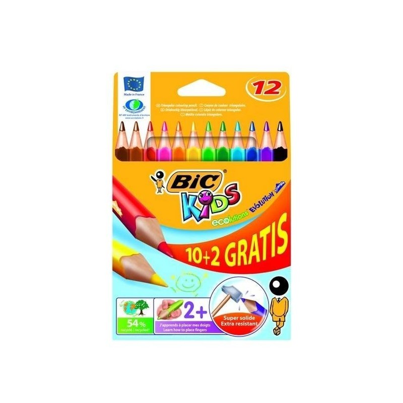 Kredki Ołówkowe Bic Kids Evolution Triangle Ecolutions 10+2Kol, 8871462