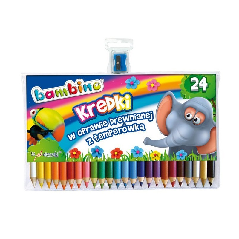 Kredki Bambino W Drewnie 24 Kolorów Dł. 15Cm+Temperówka St.majewski