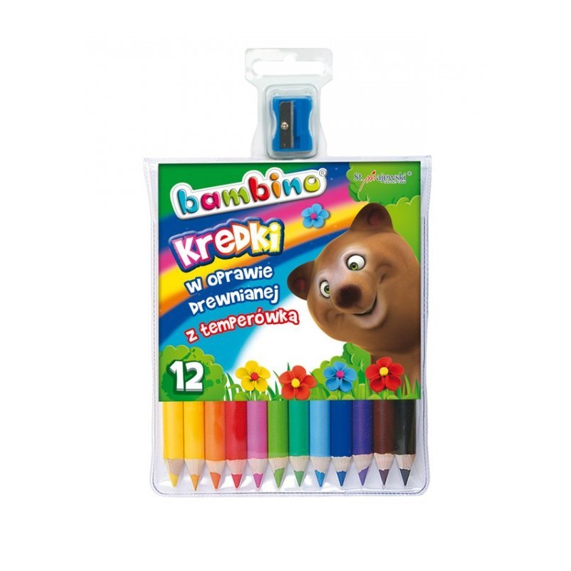 Kredki Bambino W Drewnie 12 Kolorów Dł. 15Cm+Temperówka St.majewski