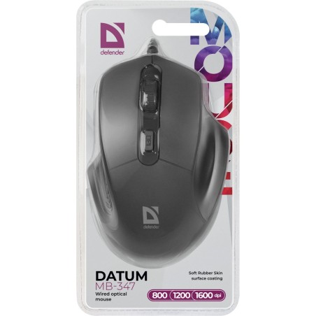 Defender Mysz Datum Mb-347 Optical 1600Dpi 4P Czarna 52347