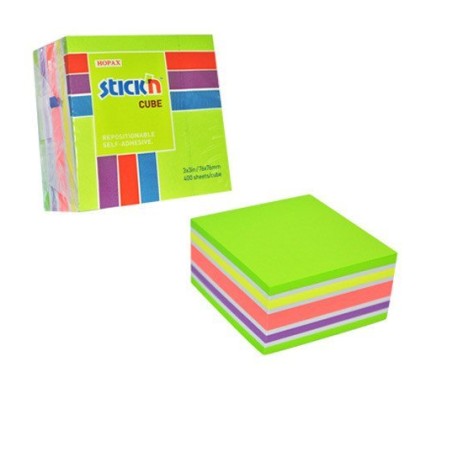 Bloczek Stickn 76X76Mm 400K Mix Zielony/Żółty/Różowy 21537