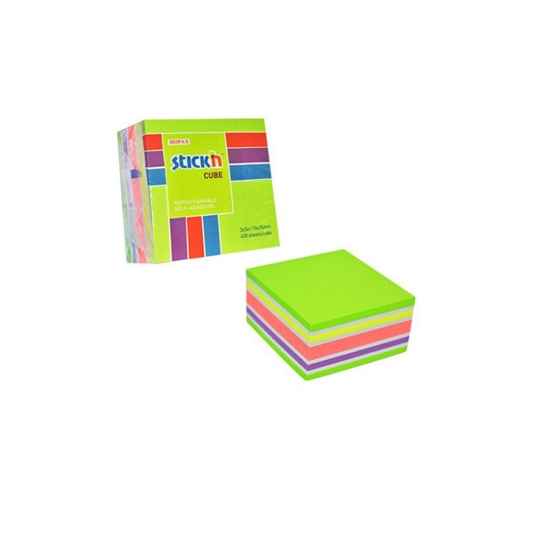 Bloczek Stickn 76X76Mm 400K Mix Zielony/Żółty/Różowy 21537