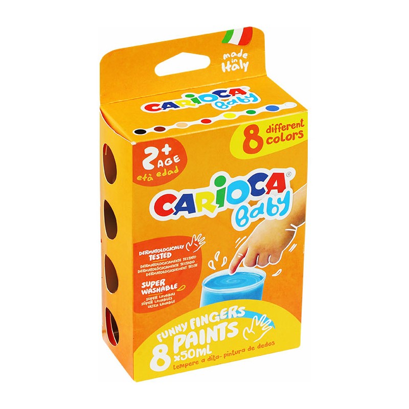 Farba Do Malowania Palcami Carioca Baby 50Ml X8 Kolorów
