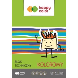 Blok Techniczny Kolorowy A4, 170G, 10 Ark, Happy Color Ha 3550 2030-09