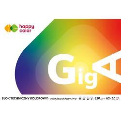 Blok Techniczny Giga Kolorowy, A2, 10 Ark, 220G, Happy Color Ha 3722 4060-09