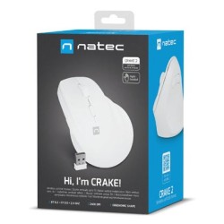 Natec Mysz Wertykalna Crake 2 Bezprzewodowa 2400Dpi Bt 5.2 +2.4Ghz Biała