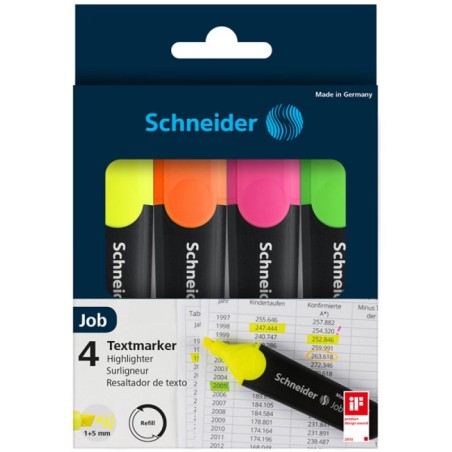 Zakreślacze Schneider Job 4 Kolory