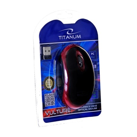 Mysz Komputerowa Titanum Vulture Tm116R (Optyczna  1000 Dpi  Kolor Czarny, Kolor Czerwony)