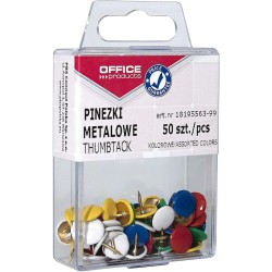 Pinezki Kolorowe Office Products, W Pudełku, 50Szt
