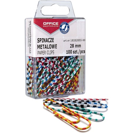 Spinacze Metalowe Office Products Zebra, Powlekane