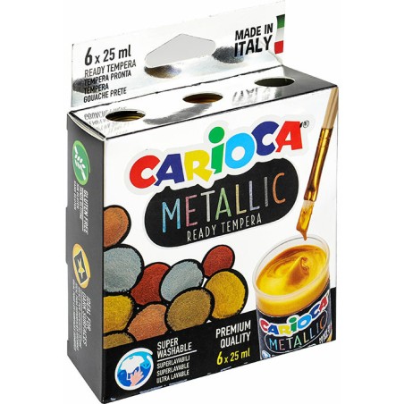 Farba Tempera Carioca Metallic 25Ml X6 Kolorów