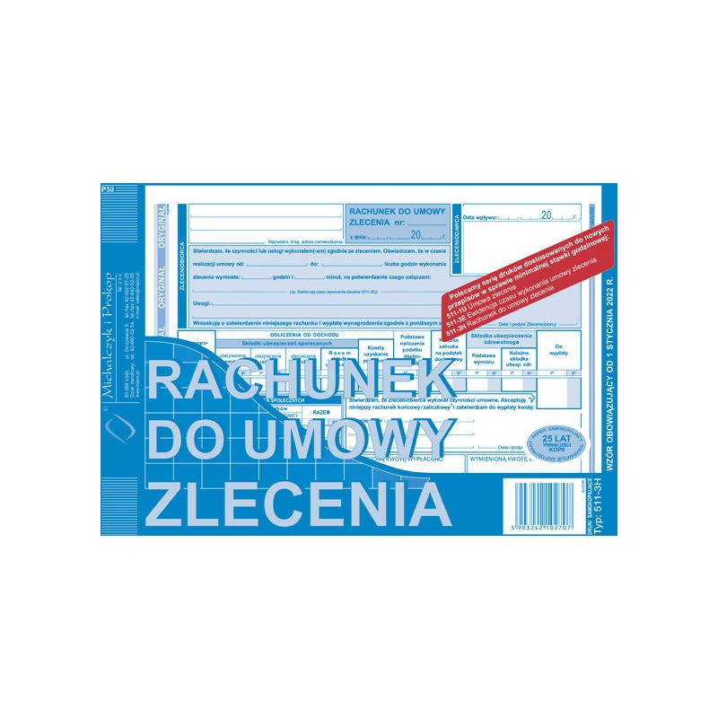 Rachunek Do Umowy Zlecenia A5 (O+1K)