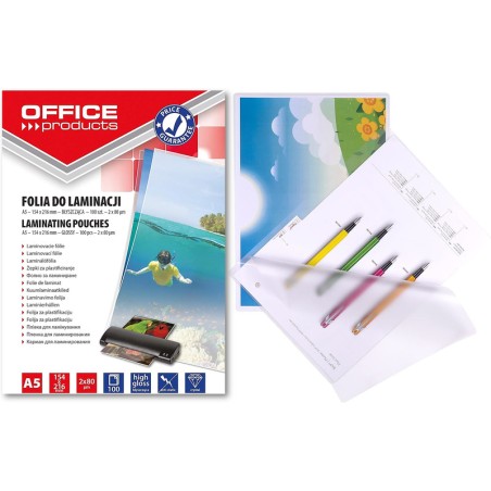 Folia Laminacyjna Office Products A5 2X80Μm Błyszcząca (100)