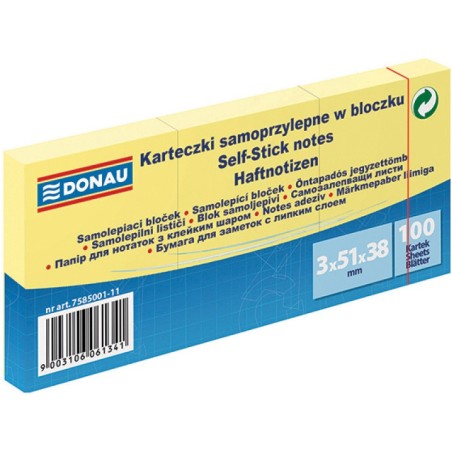 Karteczki Donau 38X51Mm Jasnożółte (3X100)