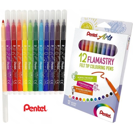 Flamastry Pentel Arts 12 Kolorów