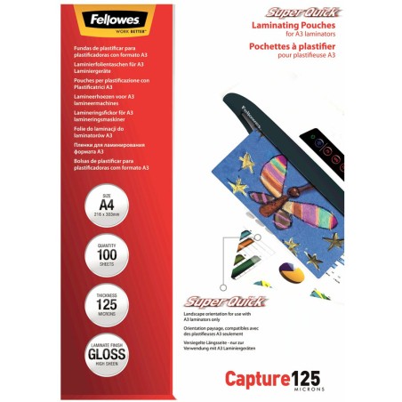 Folia Laminacyjna Fellowes Superquick A4/125Μm Błyszczaca (100)