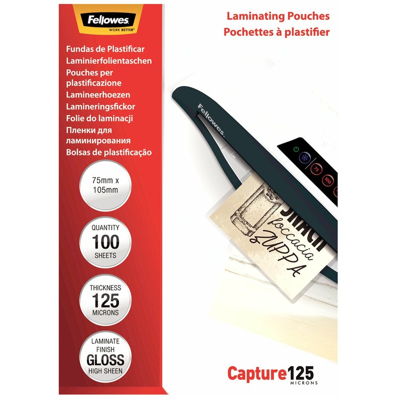 Folia Laminacyjna Fellowes 75X105Mm/125Μm Błyszczaca (100)