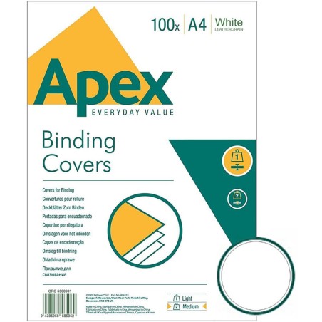 Okładki Do Bindowania Apex A4 Skóropodobne Białe (100)