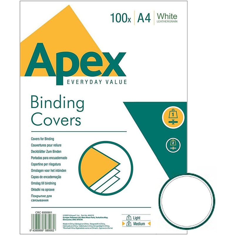 Okładki Do Bindowania Apex A4 Skóropodobne Białe (100)