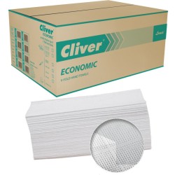 Ręczniki Składane Cliver Economic V-Fold 1W Makulatura Białe (20X200)