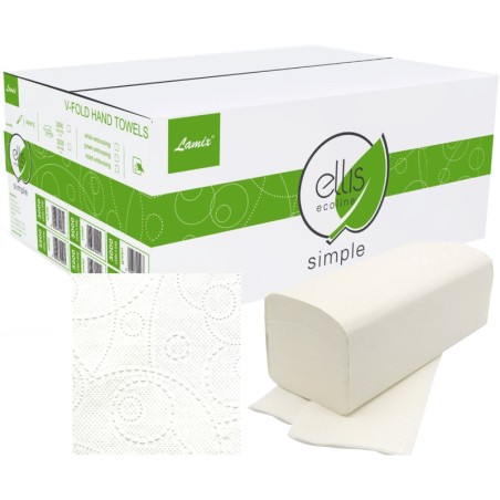 Ręczniki Składane Ellis Simple V-Fold 2W Makulatura Białe (20X150)